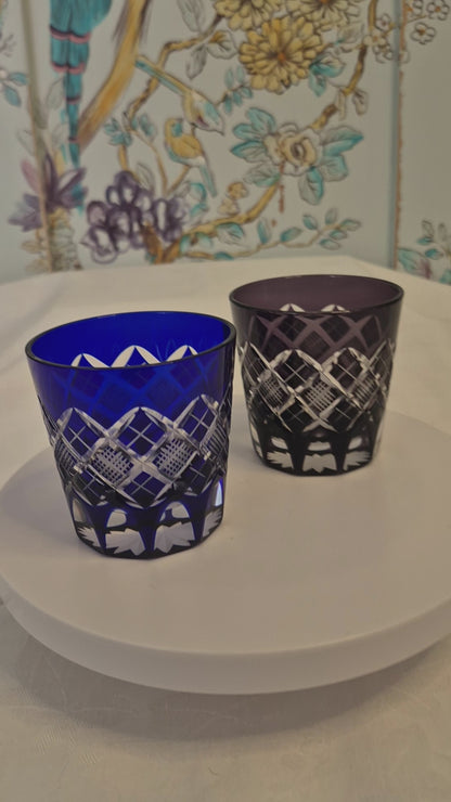 Edo Kiriko Yarai Pattern Old Fashioned Whisky Tumblers