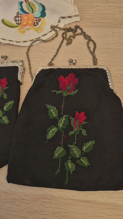 A Vintage Tapestry Bag and Matching Spectacle Case