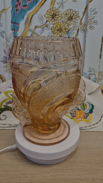 Art Deco Rosaline Glass Vase by Sowerby